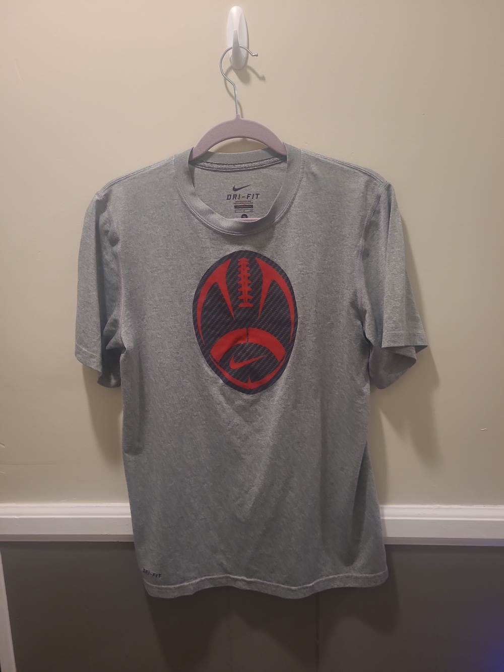 Nike Mens Small Dri Fit Football Tee Shirt Quick Dry Athletic Gray